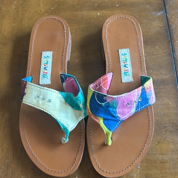 Jams World Rainbow 7.5 Slip On Rhinestone Lagen Artzy SANDALS Block Heel READ - Picture 2 of 12